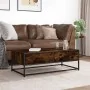 Mesa de centro madera ingeniería metal roble humo 100x50x35 cm by , Coffee table - Ref: Foro24-848781, Price: 65,23 €, Discou...