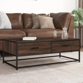 Mesa de centro madera ingeniería metal marrón 100x50x35 cm by , Coffee table - Ref: Foro24-848783, Price: 69,16 €, Discount: %