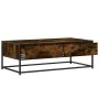 Mesa de centro madera ingeniería metal roble humo 100x50x35 cm by , Coffee table - Ref: Foro24-848781, Price: 65,23 €, Discou...