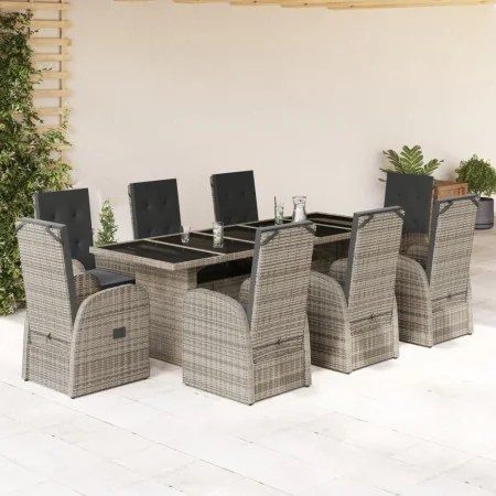 Set comedor jardín 9 pzas y cojines ratán sintético gris by , Garden sets - Ref: Foro24-3277624, Price: 1,00 €, Discount: %