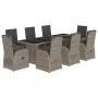 Set comedor jardín 9 pzas y cojines ratán sintético gris by , Garden sets - Ref: Foro24-3277624, Price: 1,00 €, Discount: %