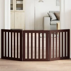Puerta para perros plegable 3 paneles madera álamo marrón 150cm by , Dog kennels and fences - Ref: Foro24-352260, Price: 59,4...