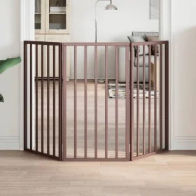 Puerta para perros plegable 3 paneles madera álamo marrón 150cm by , Dog kennels and fences - Ref: Foro24-352198, Price: 54,7...