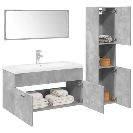 Juego muebles de baño 4 pzas madera contrachapada gris hormigón by , Bathroom furniture - Ref: Foro24-3324881, Price: 288,80 ...