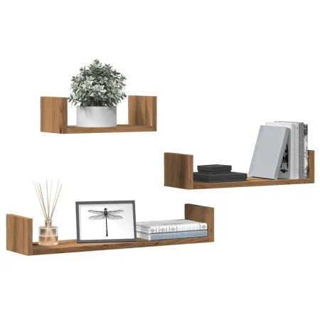 Estantes pared 3 unidades madera ingeniería roble artisan by , Shelves and shelves - Ref: Foro24-855793, Price: 29,26 €, Disc...