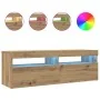 Mueble de TV luces LED madera roble artisan 120x35x40 cm by , TV Furniture - Ref: Foro24-856306, Price: 102,35 €, Discount: %