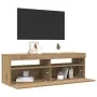 Mueble de TV luces LED madera roble artisan 120x35x40 cm by , TV Furniture - Ref: Foro24-856306, Price: 102,35 €, Discount: %