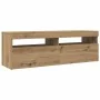 Mueble de TV luces LED madera roble artisan 120x35x40 cm by , TV Furniture - Ref: Foro24-856306, Price: 102,35 €, Discount: %