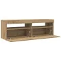 Mueble de TV luces LED madera roble artisan 120x35x40 cm by , TV Furniture - Ref: Foro24-856306, Price: 102,35 €, Discount: %