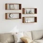 Estantes cubo de pared 4 uds madera envejecida 60x15x23 cm by , Shelves and shelves - Ref: Foro24-856587, Price: 47,72 €, Dis...
