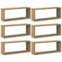Estantes cubo de pared 6 uds madera roble artisan 60x15x23 cm by , Shelves and shelves - Ref: Foro24-856591, Price: 61,92 €, ...