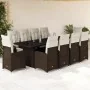 Set de mesa y sillas de jardín 11 pzs y cojines ratán PE marrón by , Garden sets - Ref: Foro24-3277285, Price: 1,00 €, Discou...