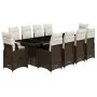 Set de mesa y sillas de jardín 11 pzs y cojines ratán PE marrón by , Garden sets - Ref: Foro24-3277285, Price: 1,00 €, Discou...