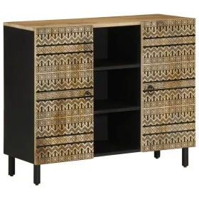 Aparador de madera maciza de mango rugosa 90x33,5x75 cm by , CD and DVD storage - Ref: Foro24-4018656, Price: 141,96 €, Disco...