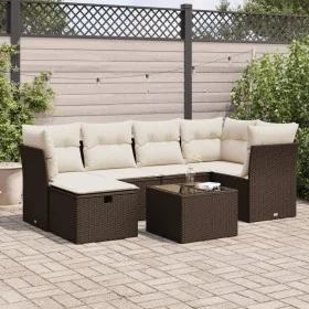 Juego de sofás de jardín 7 piezas con cojines ratán PE marrón by , Garden sets - Ref: Foro24-3325299, Price: 450,36 €, Discou...
