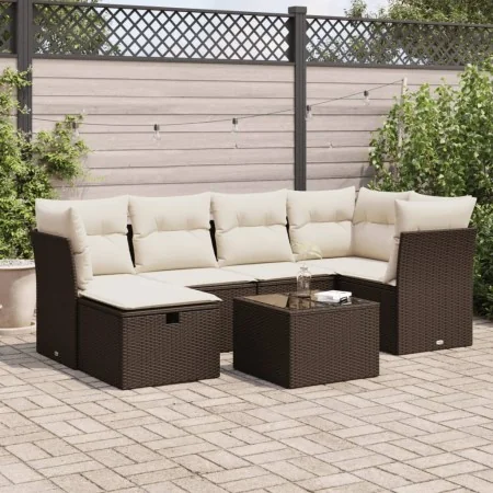 Juego de sofás de jardín 7 piezas con cojines ratán PE marrón by , Garden sets - Ref: Foro24-3325299, Price: 450,36 €, Discou...