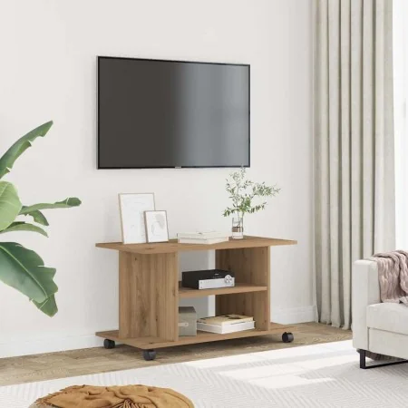 Mueble de TV ruedas madera ingeniería roble artisan 80x40x45 cm by , TV Furniture - Ref: Foro24-855791, Price: 61,82 €, Disco...