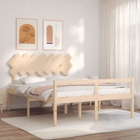 Bed for seniors with solid wood headboard 140x200cm by vidaXL, Beds and slatted bases - Ref: Foro24-3195546, Price: 147,18 €,...