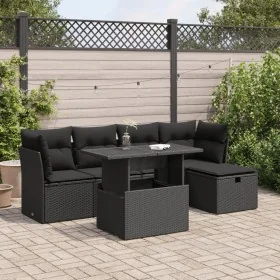 Set de sofás de jardín 6 piezas y cojines ratán sintético negro by , Garden sets - Ref: Foro24-3326136, Price: 418,09 €, Disc...