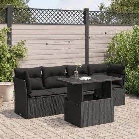 Set de muebles de jardín 5 pzas y cojines ratán sintético negro by , Garden sets - Ref: Foro24-3326086, Price: 365,46 €, Disc...