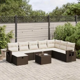 Set de sofás de jardín 9 pzas y cojines ratán sintético marrón by , Garden sets - Ref: Foro24-3325549, Price: 554,36 €, Disco...