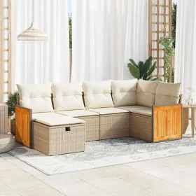 Juego de sofás jardín con cojines 6 pzas ratán sintético beige by , Garden sets - Ref: Foro24-3326027, Price: 460,47 €, Disco...