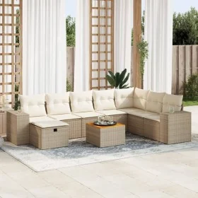 Set de sofás de jardín con cojines 9 pzas ratán sintético beige by , Garden sets - Ref: Foro24-3325887, Price: 644,19 €, Disc...