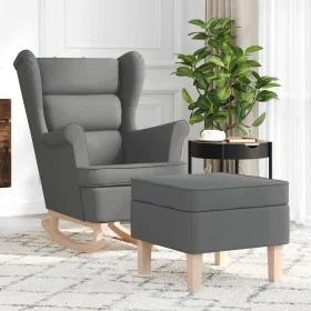 Sillón mecedora con taburete tela gris oscuro de , Sillones - Ref: Foro24-3307998, Precio: 259,59 €, Descuento: %