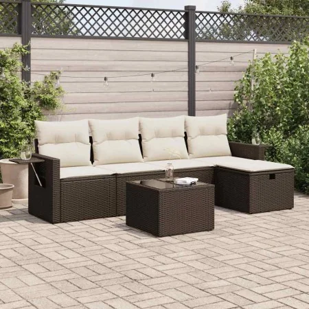 Set sofás de jardín 6 piezas y cojines ratán sintético marrón de , Conjuntos de jardín - Ref: Foro24-3325479, Precio: 380,91 ...