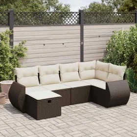 Set sofás de jardín 6 piezas y cojines ratán sintético marrón by , Garden sets - Ref: Foro24-3325589, Price: 422,59 €, Discou...
