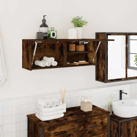 Mueble de pared baño madera ingeniería roble ahumado 80x25x30cm de , Tocadores de baño - Ref: Foro24-860080, Precio: 57,32 €,...