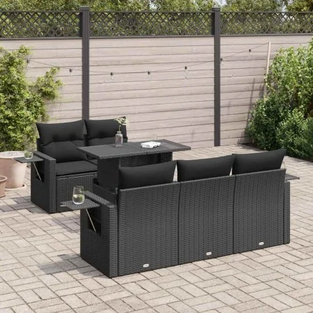 Set de sofás de jardín 6 piezas y cojines ratán sintético negro by , Garden sets - Ref: Foro24-3326406, Price: 552,98 €, Disc...