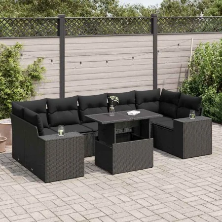 Set de sofás de jardín y cojines 8 piezas ratán sintético negro by , Garden sets - Ref: Foro24-3326756, Price: 587,19 €, Disc...