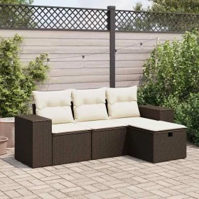Set de sofás de jardín 4 pzas y cojines ratán sintético marrón by , Garden sets - Ref: Foro24-3325659, Price: 284,06 €, Disco...