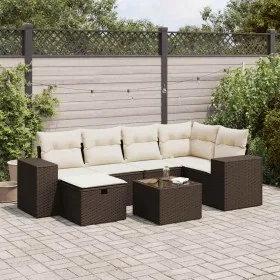 Juego de sofás de jardín 7 piezas con cojines ratán PE marrón by , Garden sets - Ref: Foro24-3325699, Price: 468,77 €, Discou...