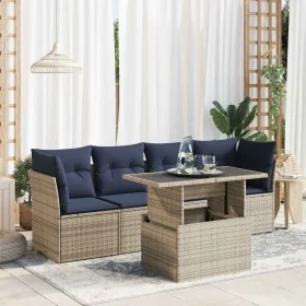 Set sofás jardín y cojines 5 pzas ratán sintético acacia gris by , Garden sets - Ref: Foro24-3326092, Price: 410,27 €, Discou...