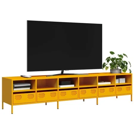 Mueble TV acero laminado en frío amarillo mostaza 202x39x43,5cm by , TV Furniture - Ref: Foro24-3307158, Price: 216,83 €, Dis...