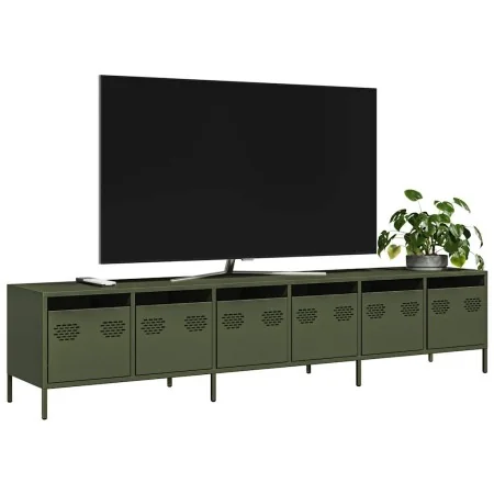 Mueble TV acero laminado en frío verde oliva 202x39x43,5 cm by , TV Furniture - Ref: Foro24-3307153, Price: 209,73 €, Discoun...
