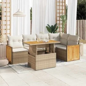 Set sofás jardín y cojines 6 pzas ratán sintético acacia beige by , Garden sets - Ref: Foro24-3327712, Price: 500,66 €, Disco...