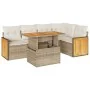 Set sofás jardín y cojines 6 pzas ratán sintético acacia beige by , Garden sets - Ref: Foro24-3327712, Price: 500,66 €, Disco...