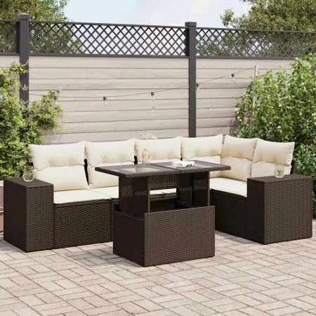 Set sofás de jardín 6 piezas y cojines ratán sintético marrón by , Garden sets - Ref: Foro24-3326804, Price: 474,66 €, Discou...