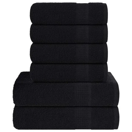 Juego de toallas 6 piezas 100% algodón negro 360 gsm by , Toallas de baño y manoplas - Ref: Foro24-137090, Price: 43,18 €, Di...