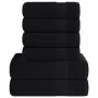 Juego de toallas 6 piezas 100% algodón negro 360 gsm by , Toallas de baño y manoplas - Ref: Foro24-137090, Price: 43,18 €, Di...
