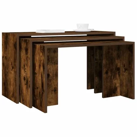Mesas apilables 3 pzas madera contrachapada roble ahumado by , Side tables - Ref: Foro24-858537, Price: 59,48 €, Discount: %