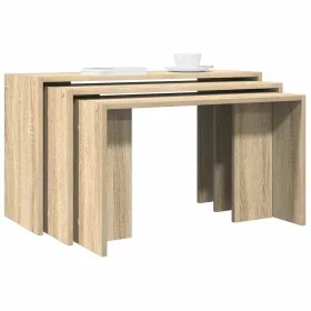 Mesas apilables 3 pzas madera contrachapada color roble Sonoma by , Side tables - Ref: Foro24-858535, Price: 58,09 €, Discoun...