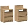 Mesillas de noche 2 uds con 2 cajones roble artesano 40x33x60cm by , Nightstands - Ref: Foro24-858577, Price: 91,83 €, Discou...