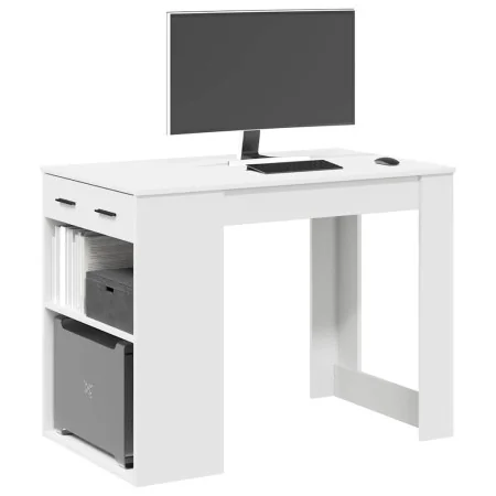Escritorio con cajón y estante madera contrachapada blanco de , Mesas de cocina y de comedor - Ref: Foro24-858686, Precio: 95...