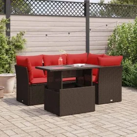 Juego Sofá Jardín 5 Piezas con Cojines Marrón Poli Ratán Acacia von , Gartensets - Ref: Foro24-3326155, Preis: 437,72 €, Raba...