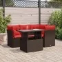Juego Sofá Jardín 5 Piezas con Cojines Marrón Poli Ratán Acacia by , Garden sets - Ref: Foro24-3326155, Price: 437,56 €, Disc...