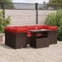 Juego Sofá Jardín 7 Piezas con Cojines Marrón Poli Ratán Acacia by , Garden sets - Ref: Foro24-3326115, Price: 590,69 €, Disc...